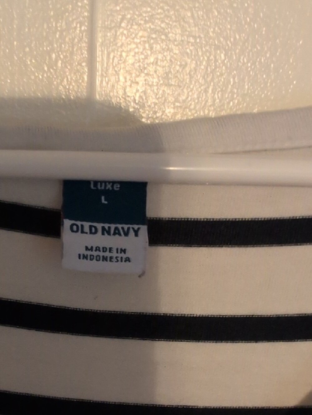 Old Navy Black & White Striped V‑Neck Short Sleeve Tee - Picture 2 of 3